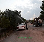 سم پاشی درختان سطح شهر برای باردوم توسط خدمات شهری شهرداری نازک